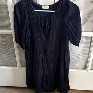 Altar'd State Navy Mini Dress with Tie-Front